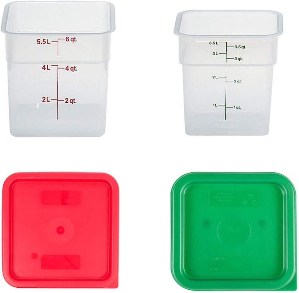 Cambro Containers With Lids - 4 Quart and 6 Quart Food Storage Set - 2 Pack