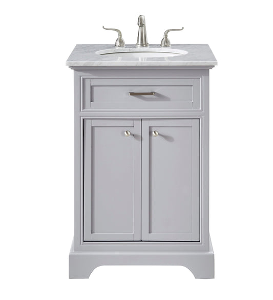 Elegant Decor Home Furnishing 24-in Light Grey Undermount Single Sink Bathroom Vanity with CarraraWhite Marble Top