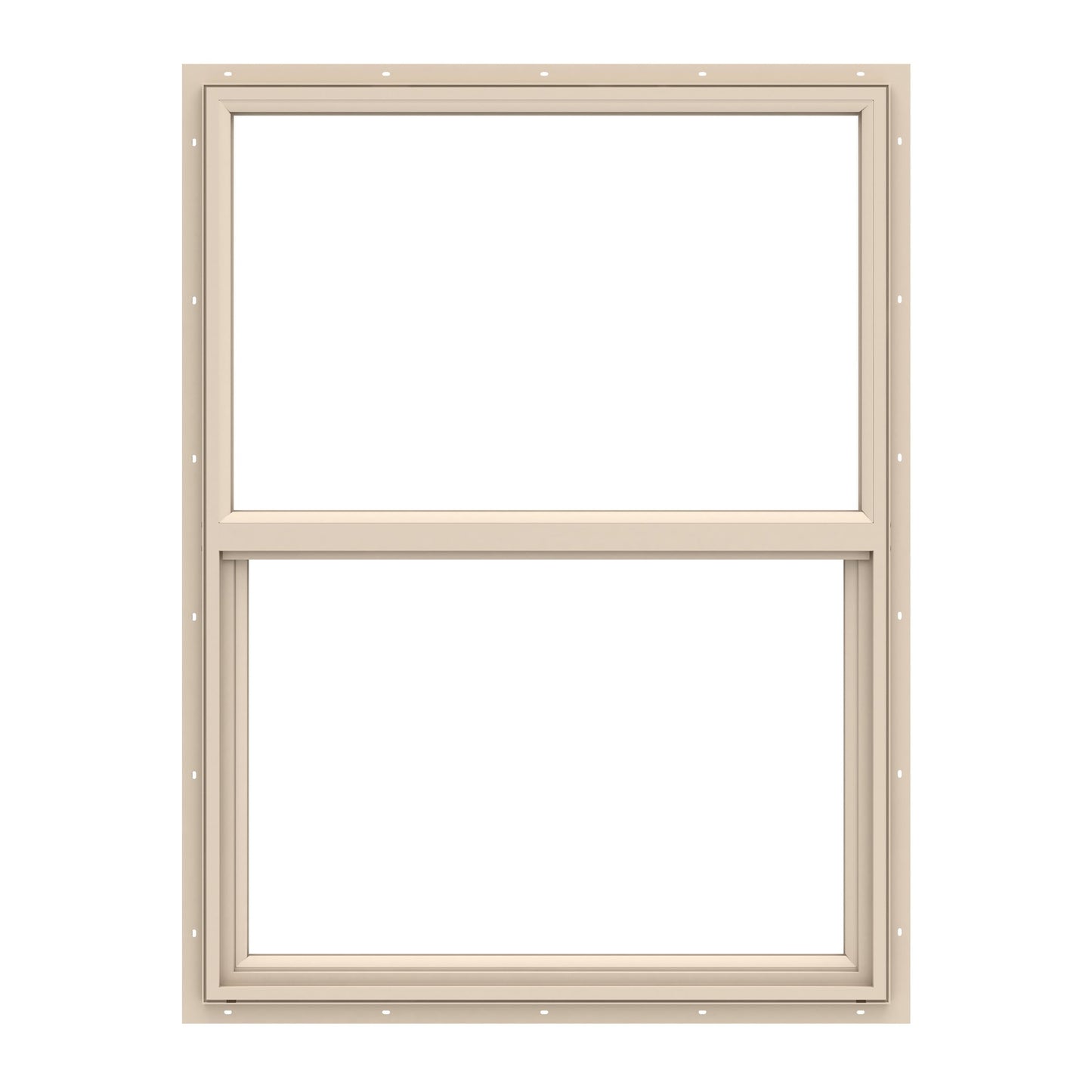 Pella 150 Series 31-1/2-in x 35-1/2-in Almond Exterior Vinyl New Construction Single Hung Window Low-E argon Double Pane Glass (Half Screen Included)