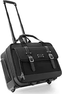 Rolling Laptop Bag, Briefcase for Men and Women, 16 Inch Computer Bag with Wheels Underseat Carry on Luggage, Laptop Briefcase Case for Work, Travel, College Teacher, Mobile Office Bag, Black