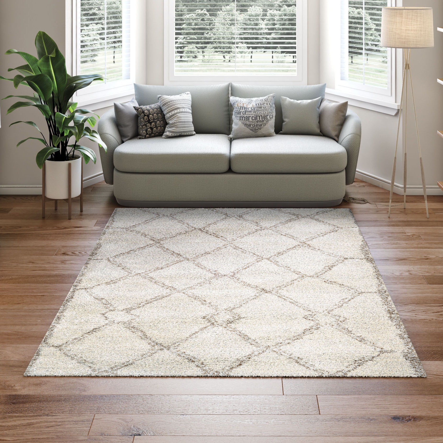 Couristan BROMLEY 3 x 5 (ft) Loomed Polyester/Polypropylene Snowflake-Bronze Rectangular Indoor Moroccan Spot Clean Only Pet Friendly Area rug