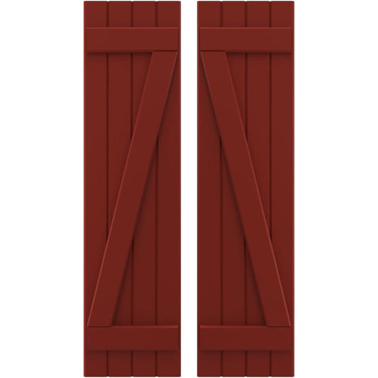 Ekena Millwork 14-in W x 65-in H Pepper Red Paintable/Stainable Board and batten Spaced Wood Exterior Shutters ( 2 -Pack )