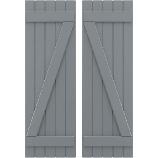 Ekena Millwork 17.5-in W x 60-in H Ocean Swell Paintable/Stainable Board and batten Framed Wood Exterior Shutters ( 2 -Pack )