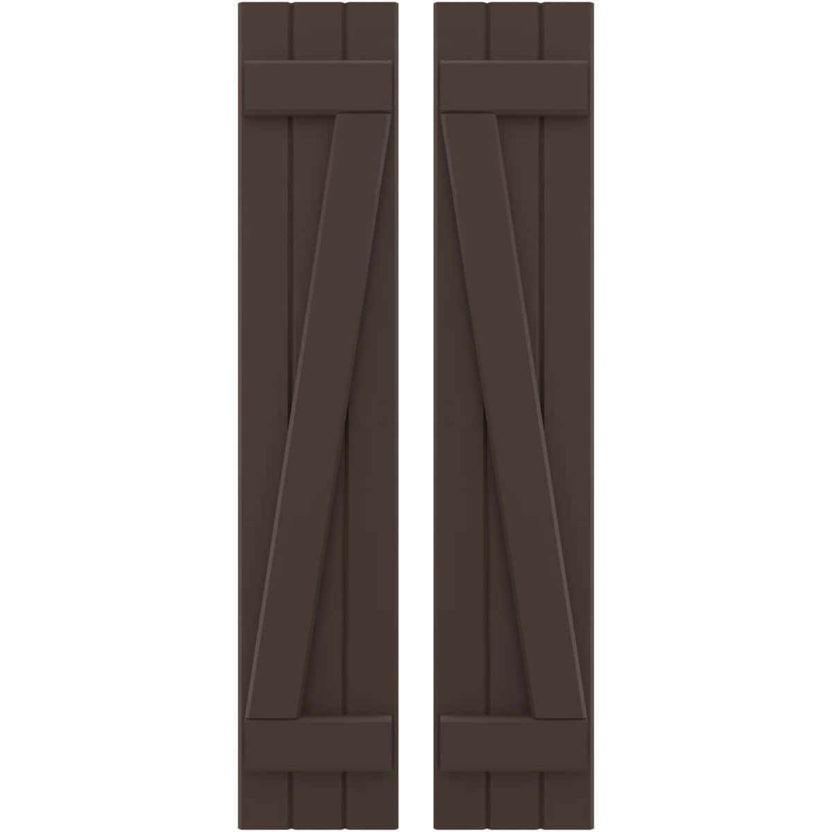 Ekena Millwork 10.5-in W x 84-in H Raisin Brown Paintable/Stainable Board and batten Spaced with z-bar Wood Exterior Shutters ( 2 -Pack )