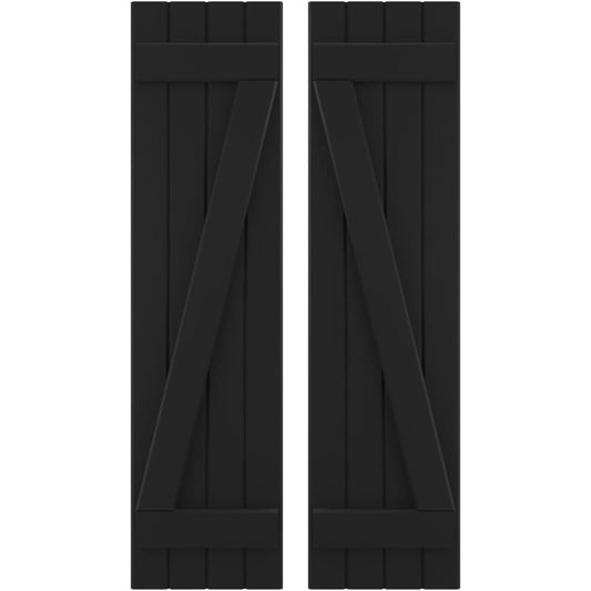 Ekena Millwork 14-in W x 82-in H Black Paintable/Stainable Board and batten Spaced Wood Exterior Shutters ( 2 -Pack )