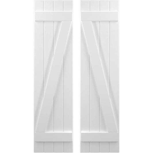 Ekena Millwork 14-in W x 71-in H White Paintable/Stainable Board and batten Framed Wood Exterior Shutters ( 2 -Pack )