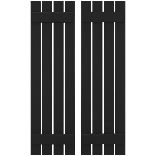 Ekena Millwork 15.5-in W x 62-in H Black Board and batten Spaced Wood Exterior Shutters ( 2 -Pack )