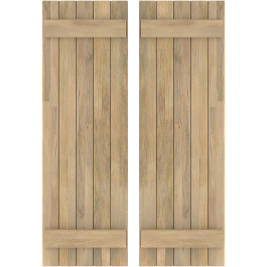 Ekena Millwork 17.5-in W x 56-in H Unfinished Paintable/Stainable Board and batten Wood Exterior Shutters ( 2 -Pack )