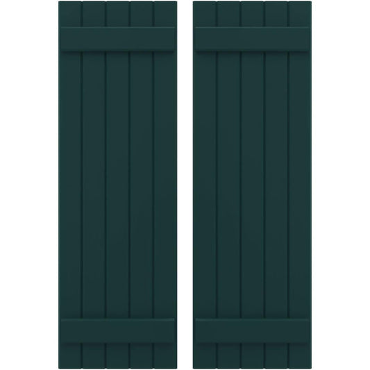 Ekena Millwork 17.5-in W x 70-in H Thermal Green Paintable/Stainable Board and batten Spaced with z-bar Wood Exterior Shutters ( 2 -Pack )