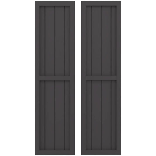 Ekena Millwork 14-in W x 79-in H Shadow Mountain Paintable/Stainable Board and batten Z-bar Wood Exterior Shutters ( 2 -Pack )