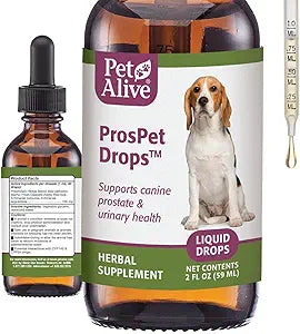 PetAlive ProsPet Drops for Pet Prostate and Bladder Health - Herbal Supplement for Dog Urinary Tract, Bladder and Immune Support - Constipation Relief - 59 ml