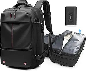 Kuvictewl Vacuum Backpack for Travel, 60L Expandable Travel Backpack with Vacuum Compression Seal System, Water Resistant, TSA Lock, Carry-On Suitcase Luggage - Pump Included