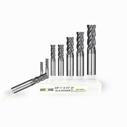 (8pcs 1\/8" 3\/16" 1\/4" 5\/16" 3\/8" 1\/2" 5\/8" 3\/4") WEXWE Tools Carbide End Mills Set, TiAlCN Coating, CNC Mill Bits for Steel Materials,4 Flute Solid Carbide Square End Mills