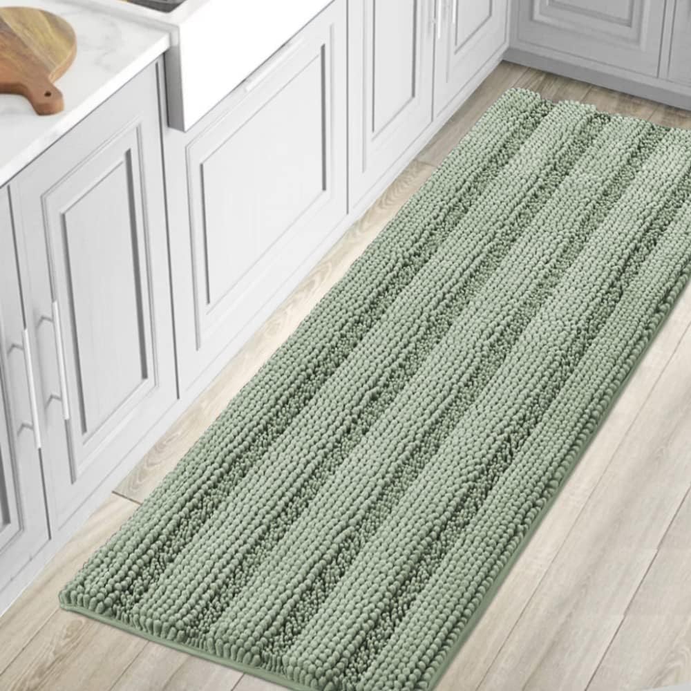 H.VERSAILTEX Bathroom Rugs Bath Mat Runner Rug Non Slip Kitchen Rug Extra Long Bath Rug Runners Oversized 59" x 20" Absorbent Washable Dry Fast Plush Area Rug for Bathroom\/Bedroom - Sage