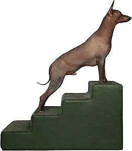 Noah & Paw Dog Stairs, Dog Ramp for Bed (17" Extra Wide) Pet Stairs for High Bed, Design to Fit Small and Large Breeds, Durable 4 Pet Steps for Couch (35 Foam Density) Leather Collection