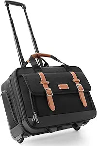 Rolling Laptop Bag, Briefcase for Men and Women, 16 Inch Computer Bag with Wheels Underseat Carry on Luggage, Laptop Briefcase Case for Work, Travel, College Teacher, Mobile Office Bag, Brown