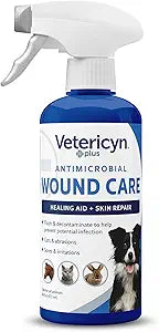Vetericyn Plus Dog Wound Care Spray | Healing Aid and Skin Repair, Clean Wounds, Relieve Dog Skin Allergies, Safe for All Animals. 16 ounces
