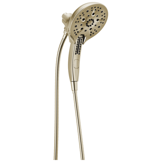 Delta Universal Showering Components 5.0 -Spray Lumicoat Polished Nickel 6.0625-in Round High Pressure Shower Head with Handheld Combo 1.75 GPM