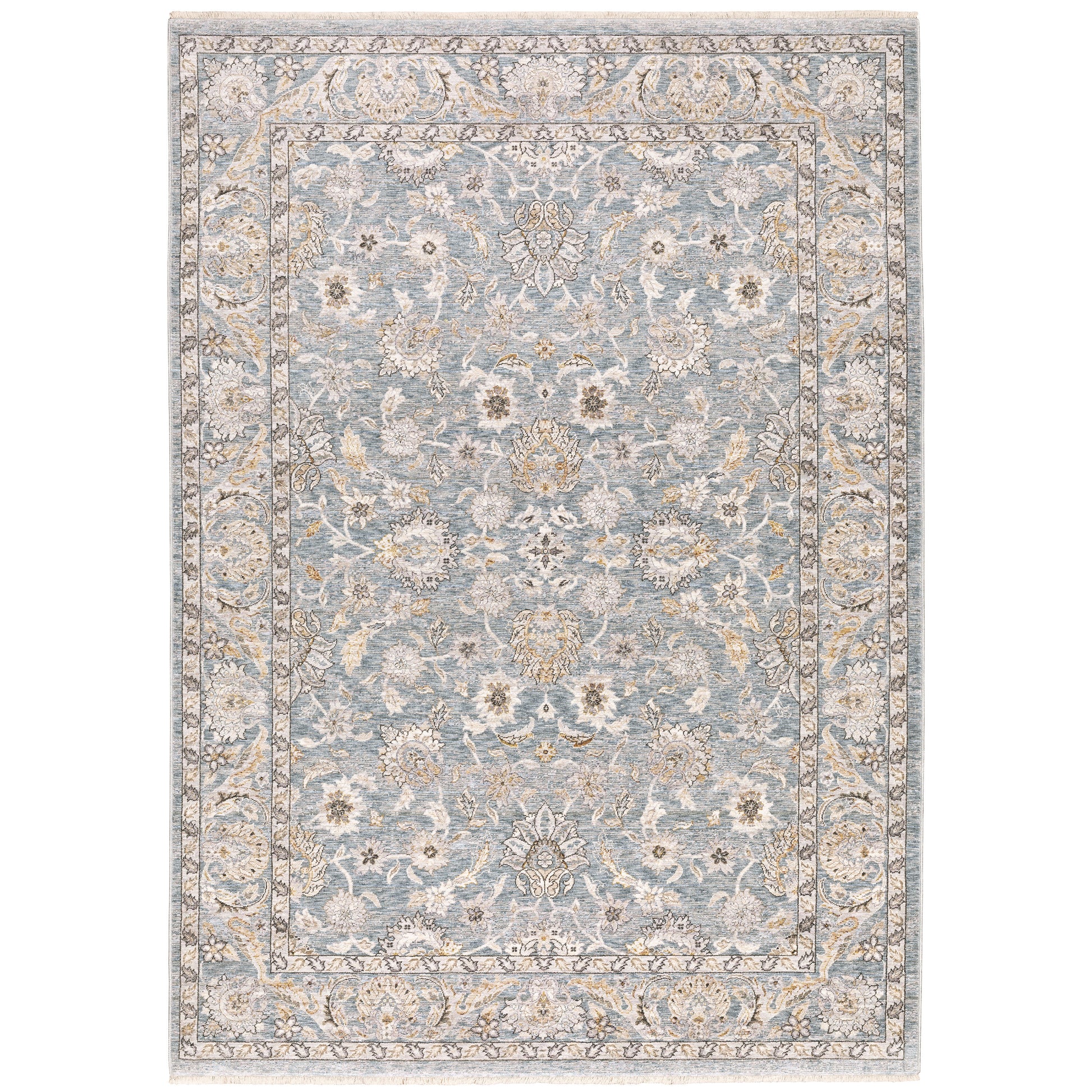 Archer Lane Cadagan 6 x 9 (ft) Loomed Polyester Blue Rectangular Indoor Floral/Botanical Persian Spot Clean Only Pet Friendly Area rug