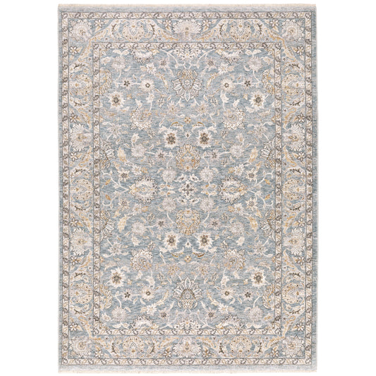 Archer Lane Cadagan 6 x 9 (ft) Loomed Polyester Blue Rectangular Indoor Floral/Botanical Persian Spot Clean Only Pet Friendly Area rug