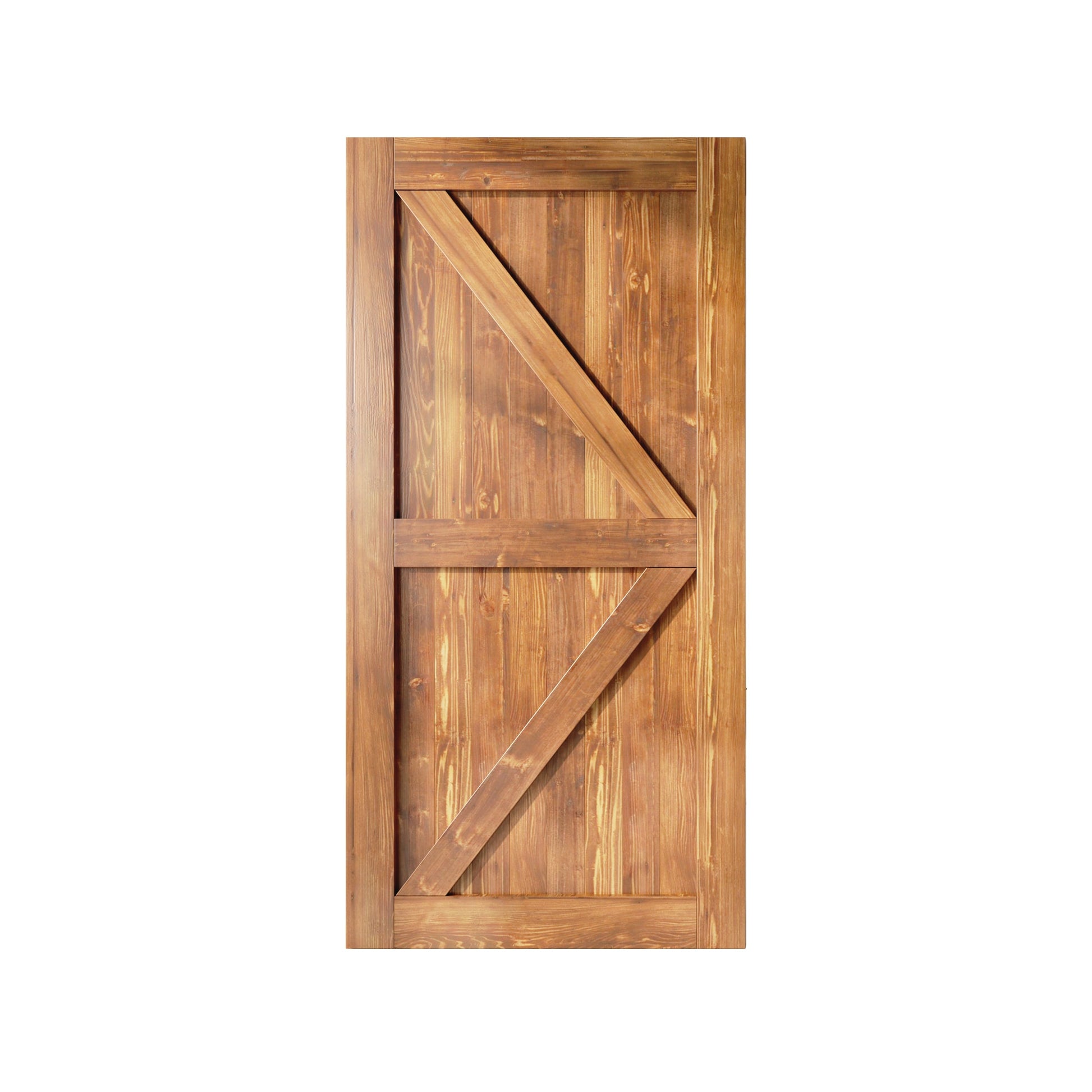 HOMACER 42-in x 84-in Early American K-frame Pine Wood Solid core Single Barn Door (Hardware Not Included)