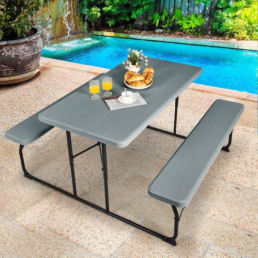 Forclover 54-in Gray Plastic Rectangle Folding Picnic Table