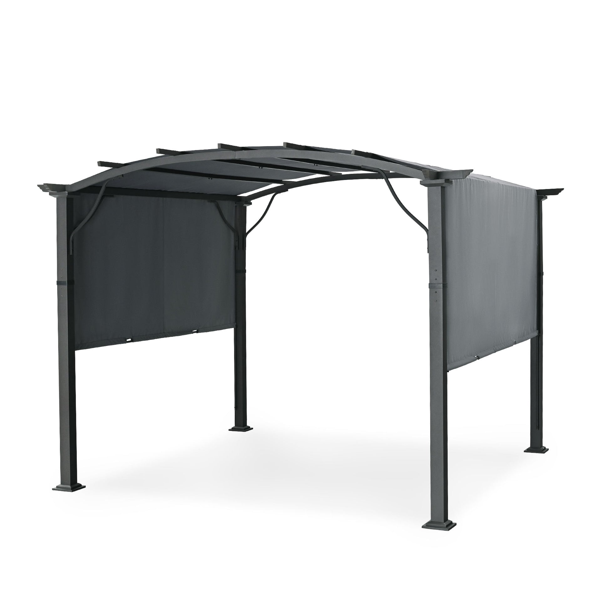  10-ft W x 10-ft L x 7-ft 6-in H Gray Metal Freestanding Pergola with Canopy