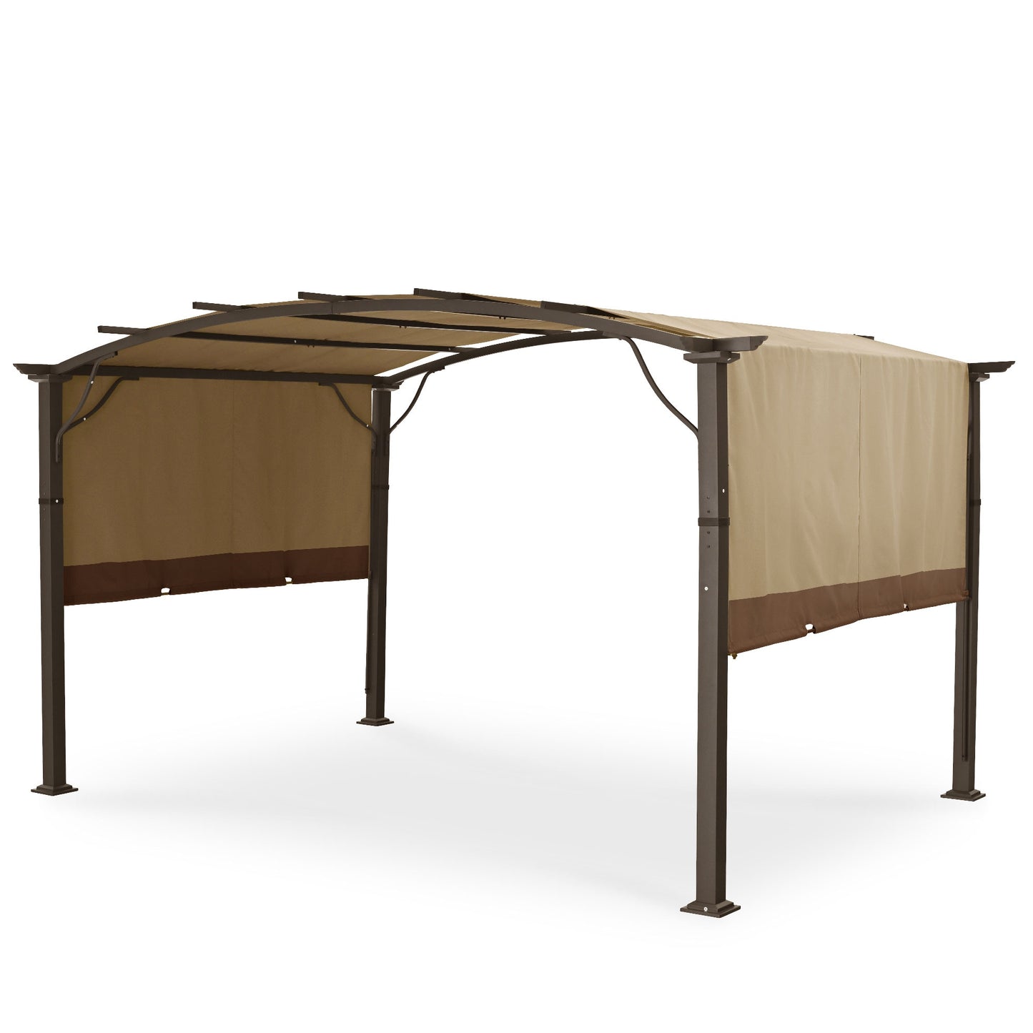  10-ft W x 13-ft L x 7-ft 8-in H Brown Metal Freestanding Pergola with Canopy