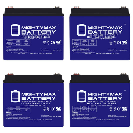 Mighty Max Battery 12 VOLT 35 AH GEL BATTERY - 4 PACK Rechargeable Sealed GEL 12350 Backup power Batteries 4 -Pack