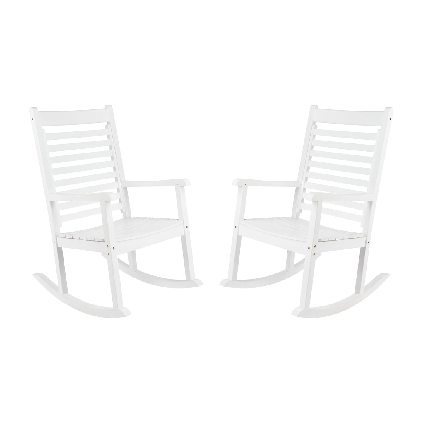 Shine Company Set of 2 White Wood Frame Adirondack Chair with Solid Seat