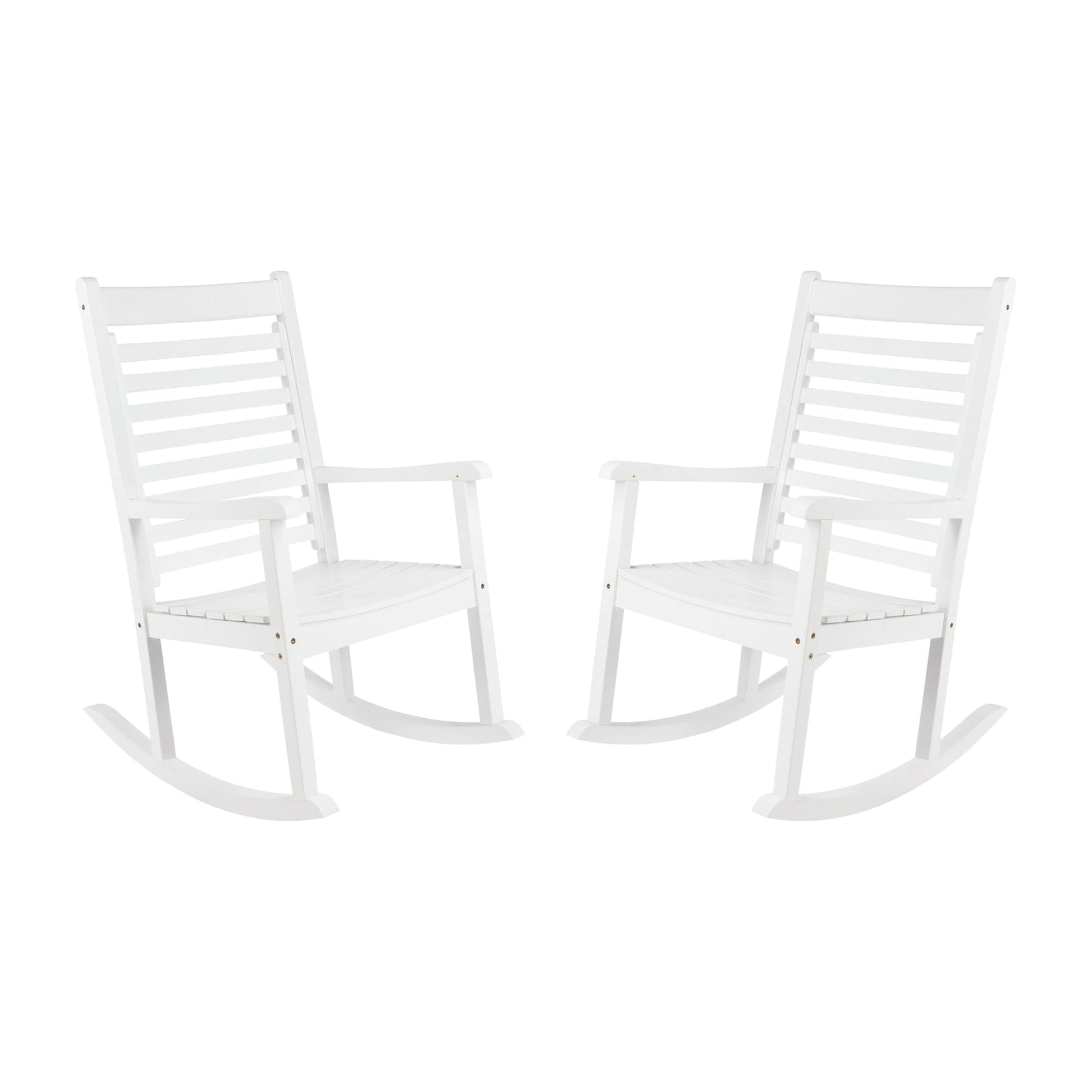 Shine Company Set of 2 White Wood Frame Adirondack Chair with Solid Seat
