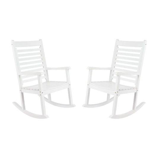 Shine Company Set of 2 White Wood Frame Adirondack Chair with Solid Seat