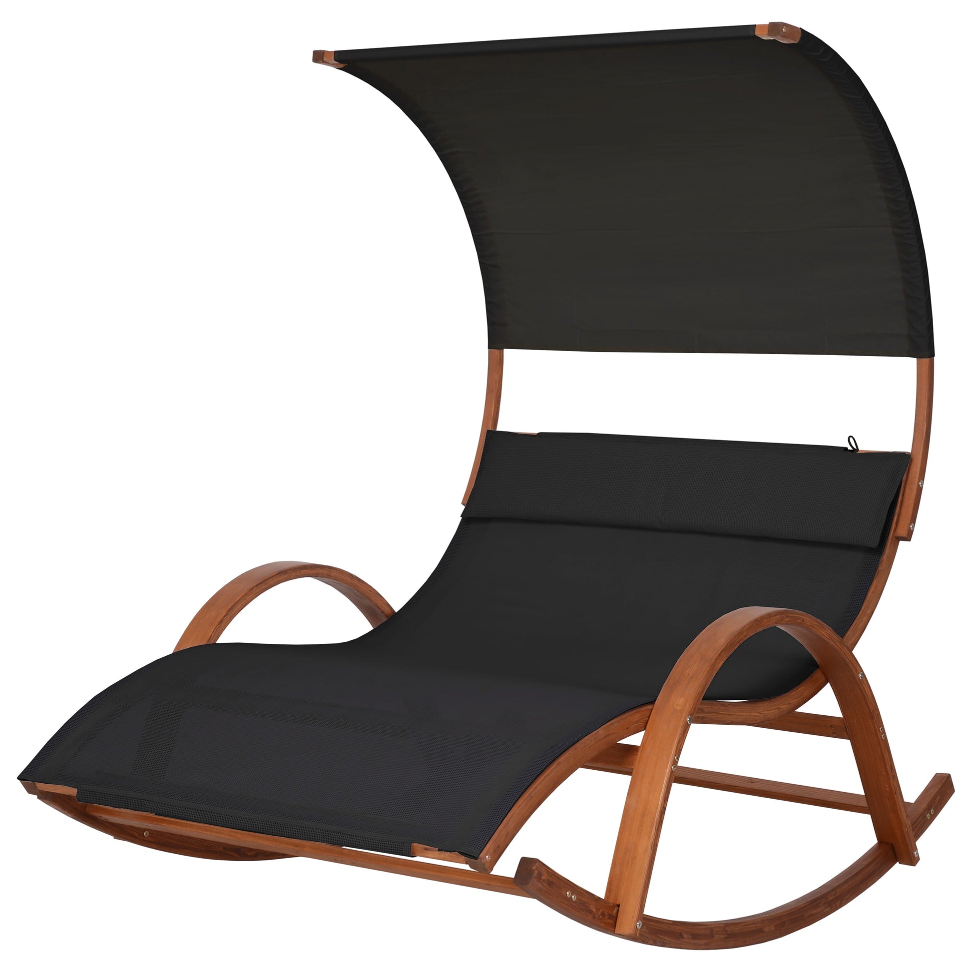 Deko Living Cedar Wood Wood Frame Beach Chair with Black Solid Seat