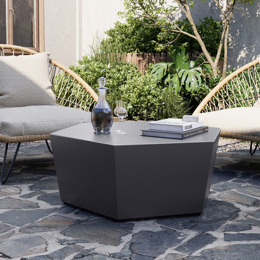 Patio Watcher Coffee Table Hexagon Outdoor Coffee Table 30.7-in W x 35-in L