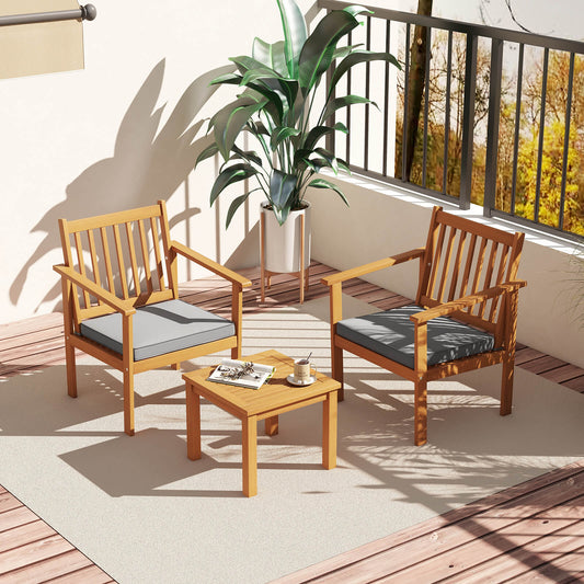 Forclover 3 -Piece Patio Conversation Set with Gray Cushions