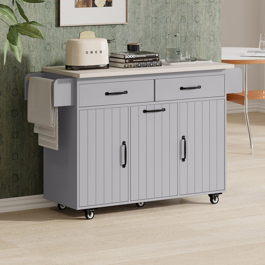BABOOM Gray Composite Base with Composite Rolling Kitchen Cart ( 20.55-in x 51.06-in x 35.04-in )