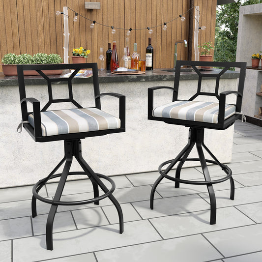 Crestlive Products Dark Brown 28.7-in H Bar height Swivel Metal Bar Stool 2 -Pack