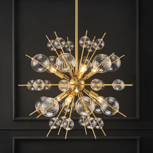 Rennnsan Cecilia 6 -Light Brushed Gold Indoor Clear glass Metal Chandelier