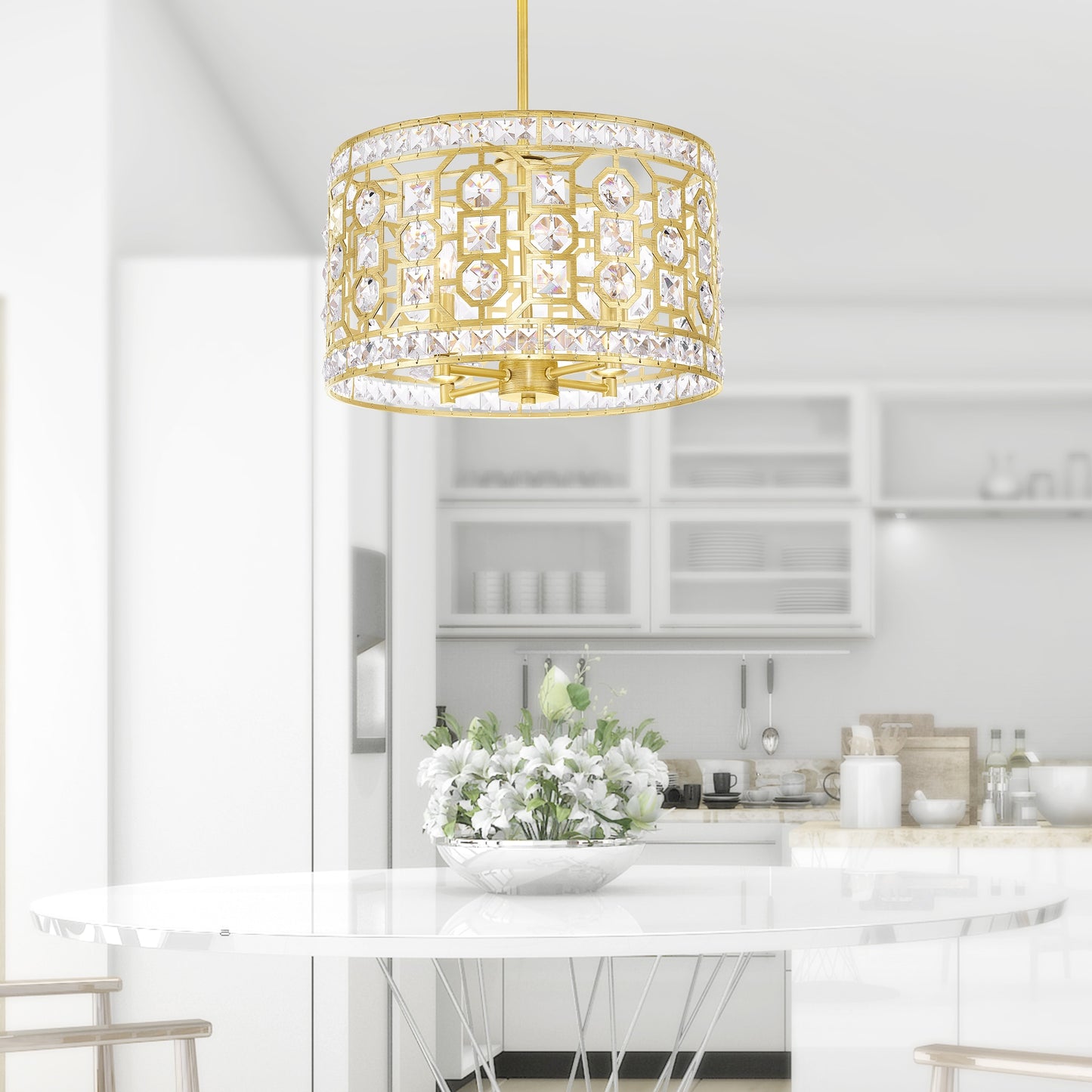 CWI Lighting Belinda 4 -Light Champagne Indoor Mixed material Chandelier