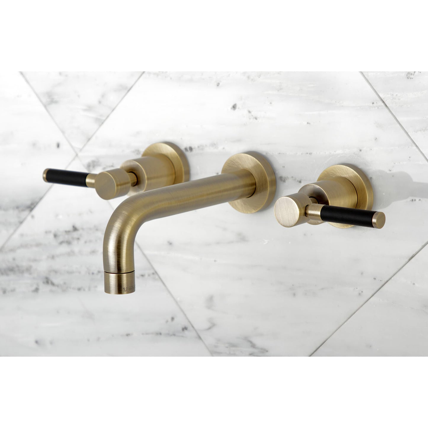 Kingston Brass Concord Antique brass Wall-mount 2-handle Low-arc Residential Handle Bathroom Sink Faucet