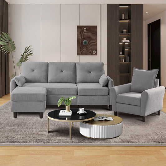 Jarenie YMX0223 Modern 3 -Piece Polyester/Polyester blend Light Grey Living Room Set