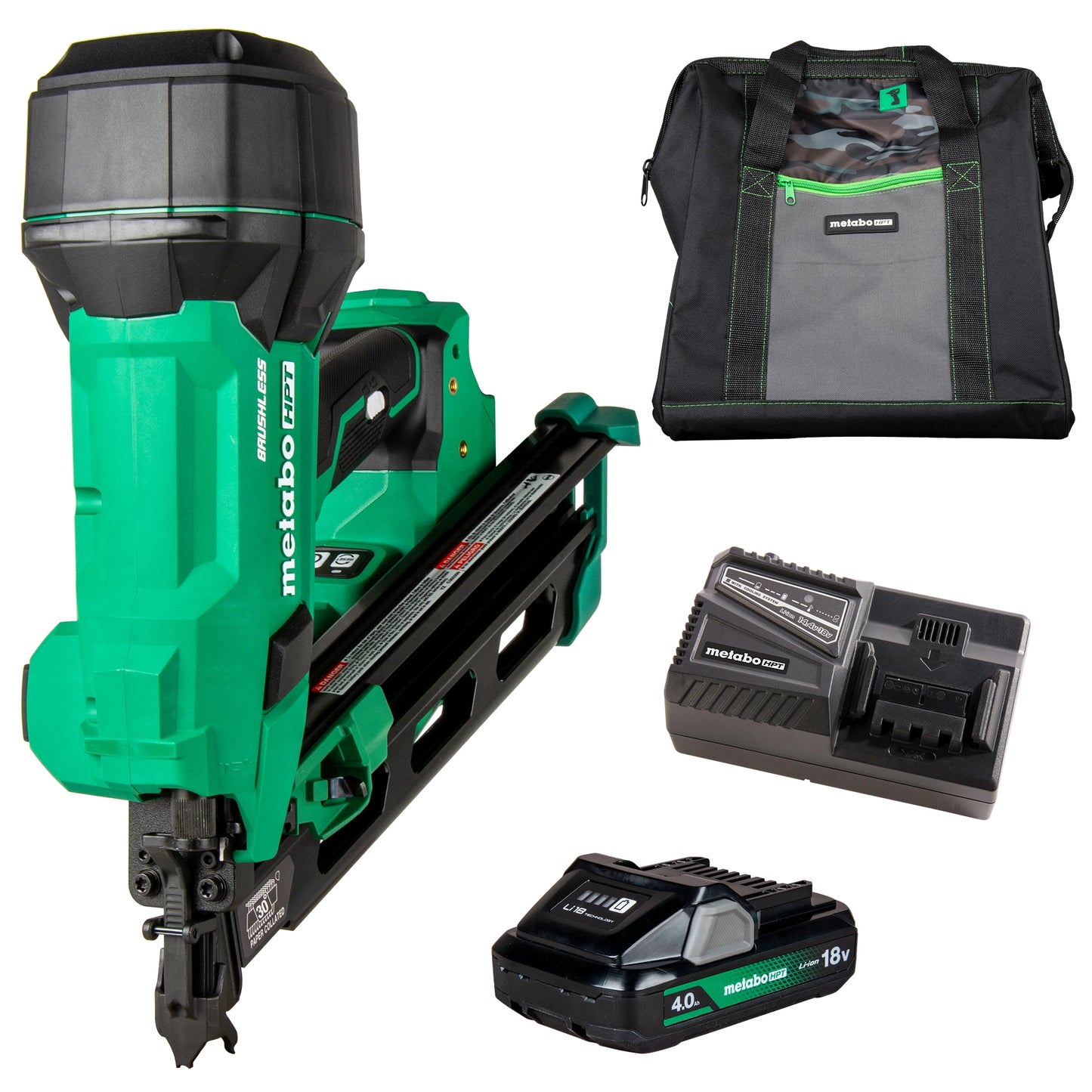 Metabo HPT Multi-Volt 3-1/2-in 30 -Degree Cordless Clip head/Roundhead Framing Nailer (Battery Included and Charger Included)