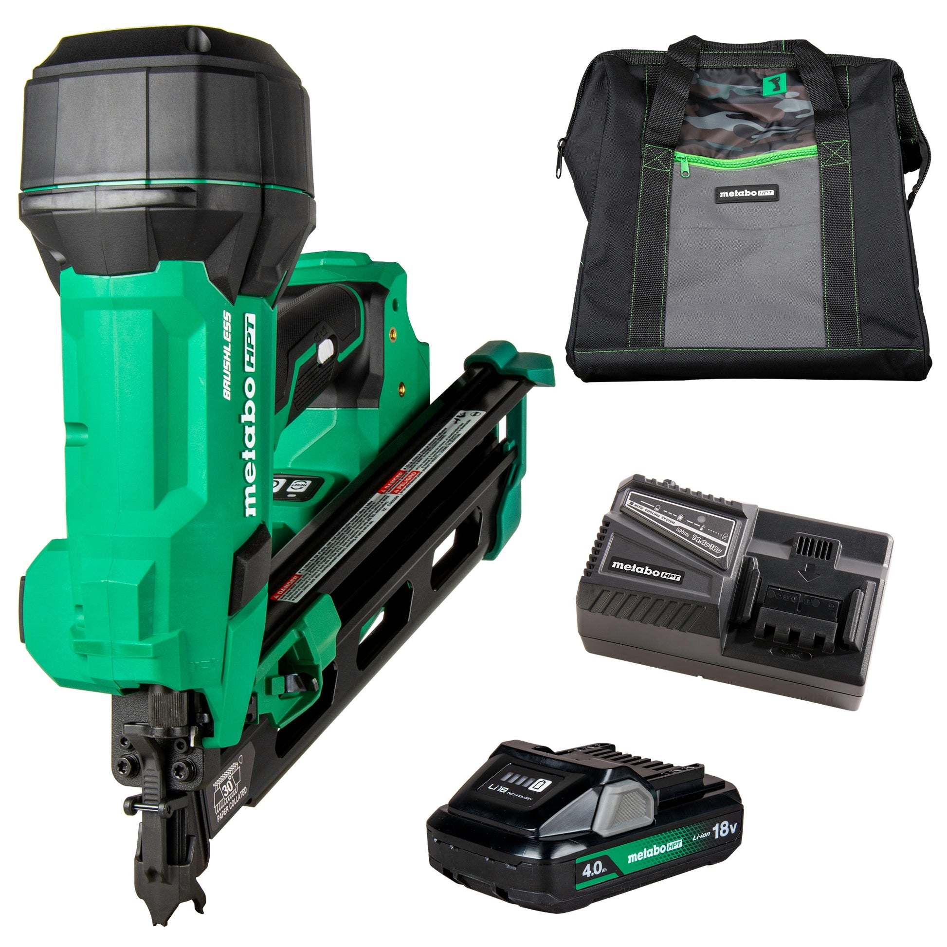 Metabo HPT Multi-Volt 3-1/2-in 30 -Degree Cordless Clip head/Roundhead Framing Nailer (Battery Included and Charger Included)