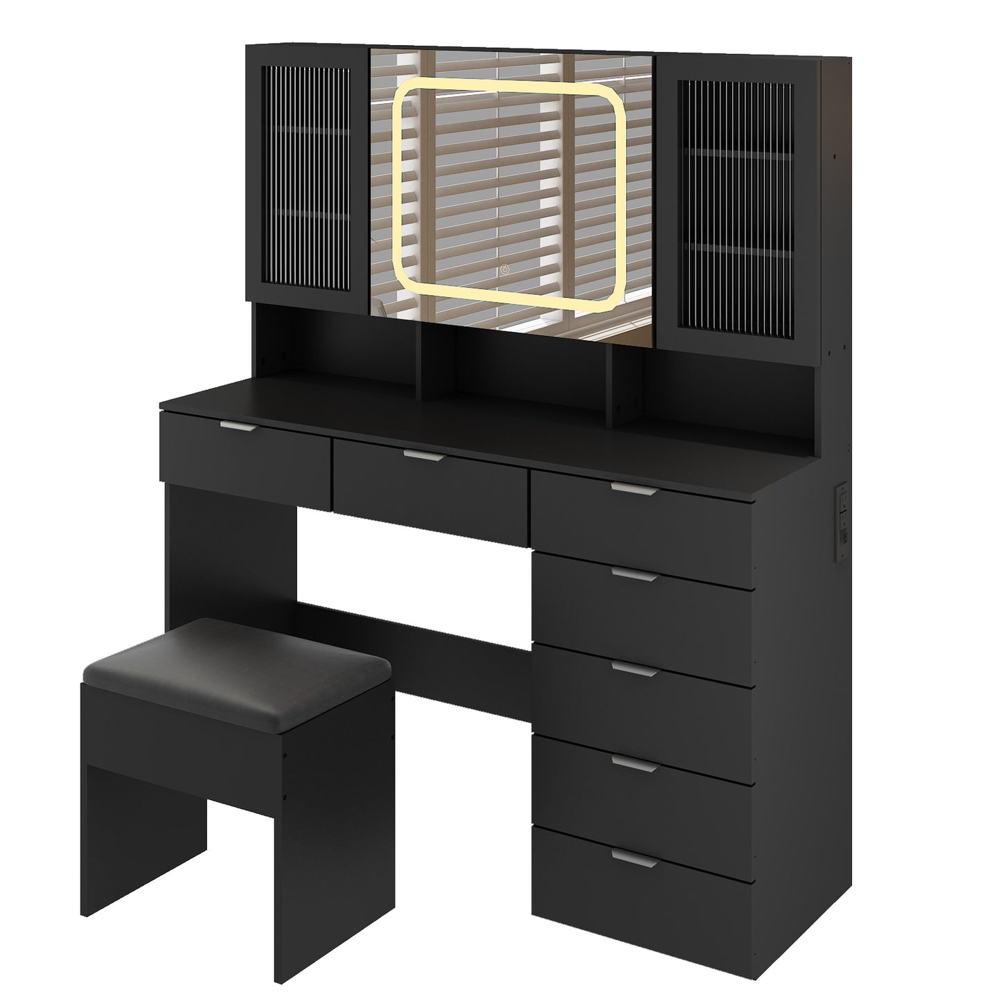 Outopee 47.24-in Black Makeup Vanity