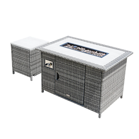Direct Wicker 26.77-in W 50000 Maximum BTUs Wicker Rectangle Liquid propane Fire pit