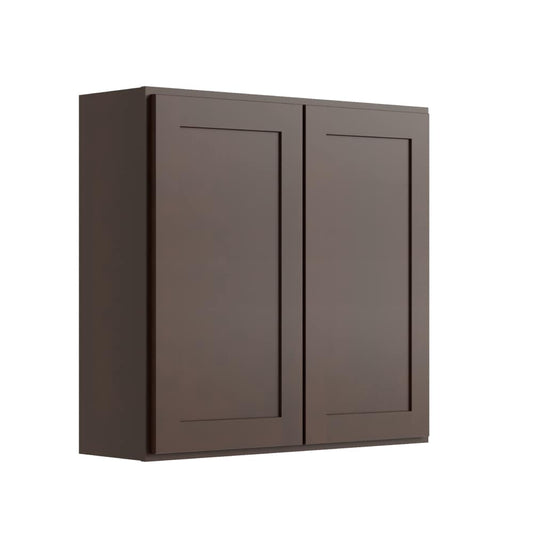 RELIABILT Parkstone 42-in W x 30-in H x 12-in D Espresso Wall Fully Assembled Plywood Cabinet Shaker