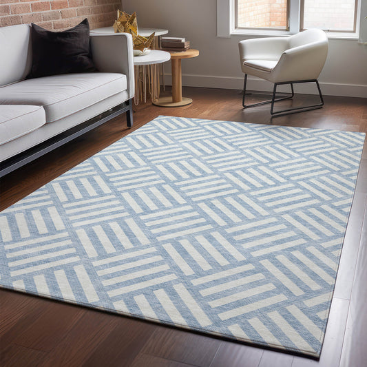 Addison Rugs Mayfield AMF620SK 8 x 10 (ft) Loomed Polyester Sky Rectangular Indoor Geometric Machine washable Pet Friendly Area rug