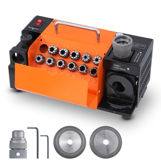 SVOPES Drill Bits Sharpener 3-13mm Bits Adjustable Grinder Portable with 11 Collets Cbn and Sdc Wheel For Sharpening Versatile Point and Lip Angle