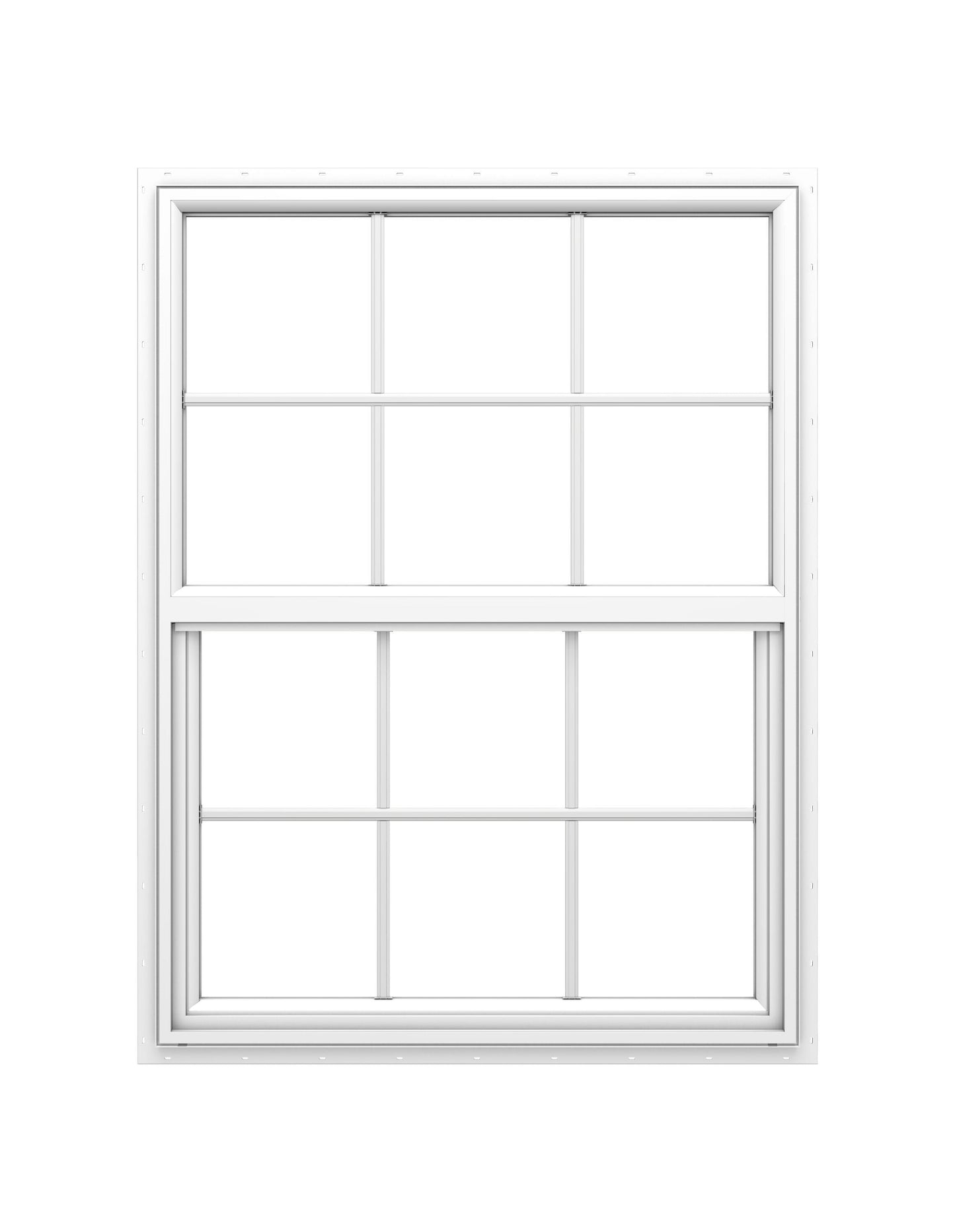Pella 150 Series West 35-1/2-in x 59-1/2-in White Exterior Vinyl New Construction Single Hung Window Low-E argon Double Pane Glass with Grids, (Half Screen Included)