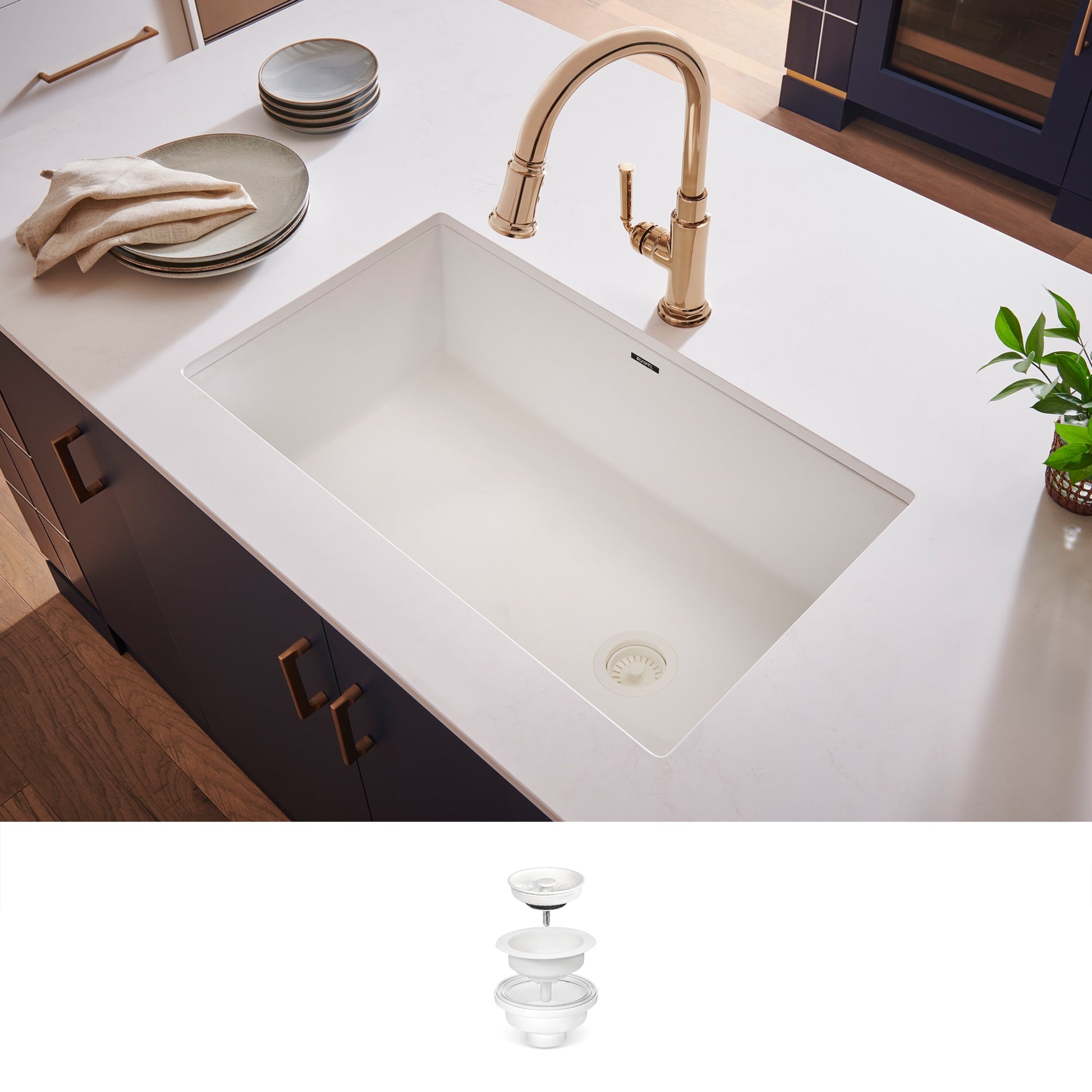 Ruvati epiGranite Undermount 31.75-in x 19.25-in Granite Single bowl Kitchen Sink